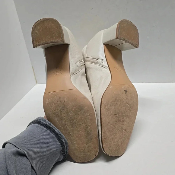 {Zara} Ecru Leather Zippered Boots - Size 39 - Picture 8 of 10